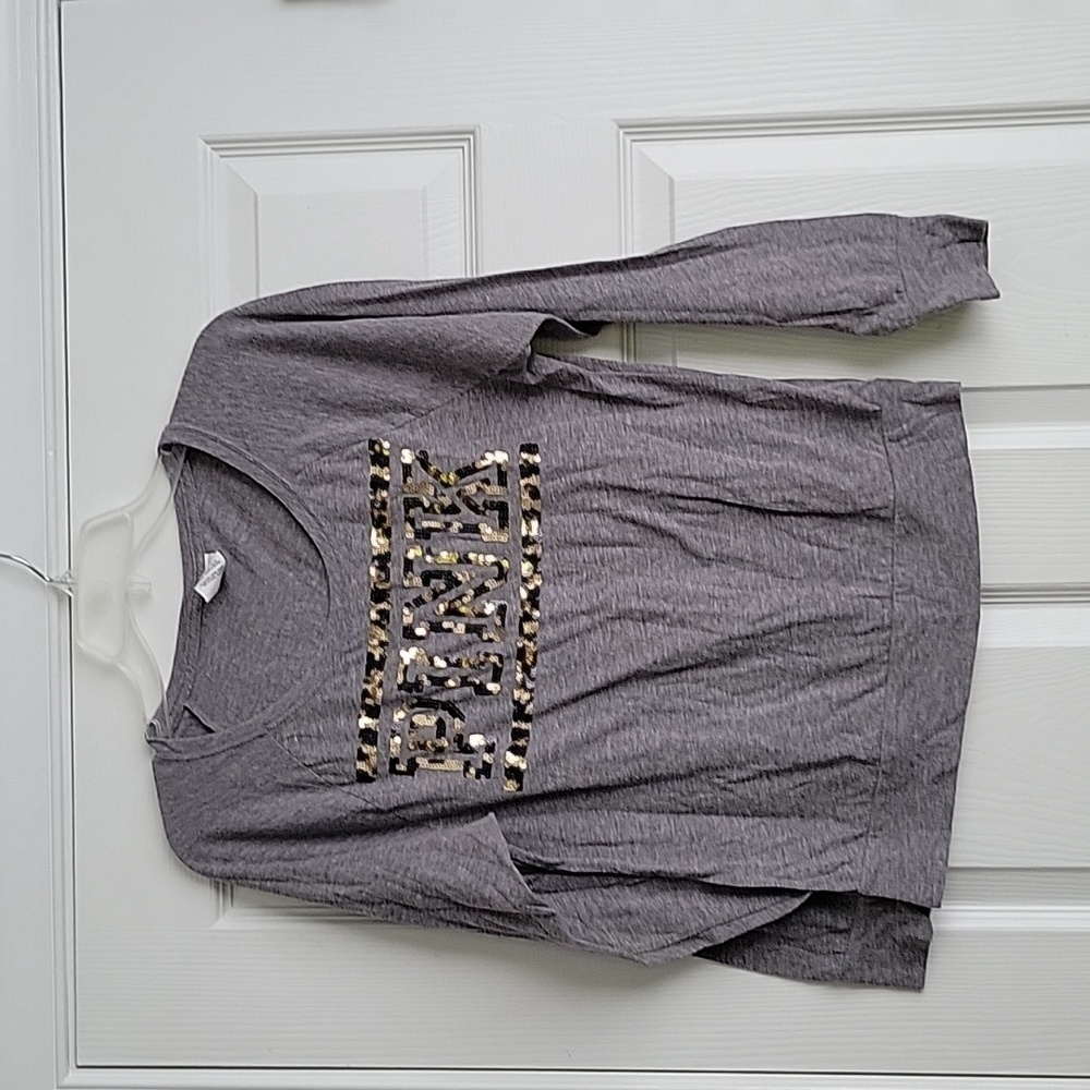 PINK Victoria's Secret Women's Sequin Long Sleeve Top